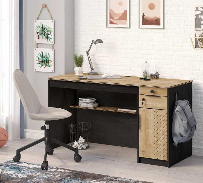 Cilek BLACK Schreibtisch mit Seitenschrank