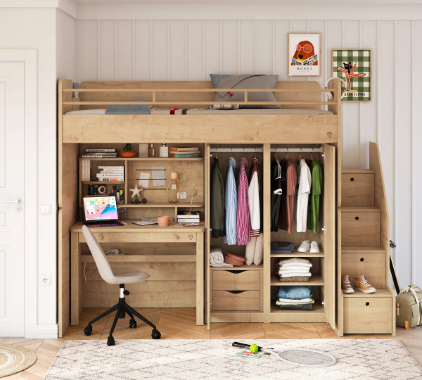 Cilek STUDIO Hochbett mit Tisch und Schrank