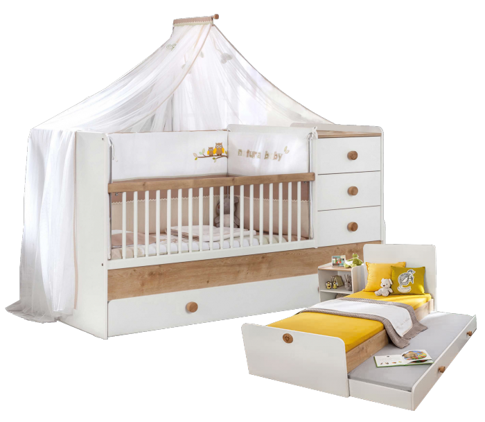 Cilek NATURA BABY mitwachsendes Babybett, 80x130-180 cm