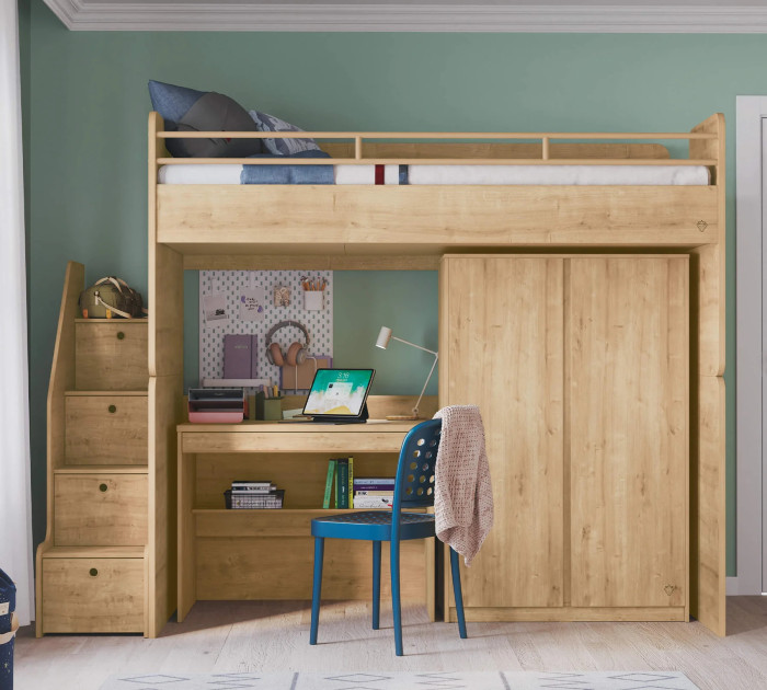Cilek STUDIO Hochbett mit Tisch und Schrank