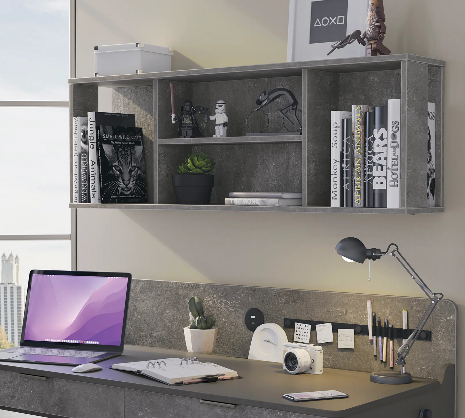 Cilek Modera Wandregal Space Gray – Modernes Design für Jugendzimmer